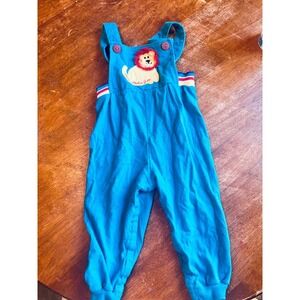 Vintage Okie Doke Boys‎ Girls Lion Applique Overalls, 18 Months, USA